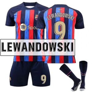 Goodies Lewandowski #9 trøje 2022-2023 Fodbold T-shirts sæt til børn og unge Voksne Børn Komfort 2223 Barcelona Home Kids 20(110-120CM)