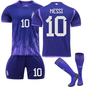 Goodies Argentina VM på udebane herretrøje Messi #10 Fodboldtrøje T-shirt shorts sæt fodbold 3-delt sæt til børn Voksne Godbidder Sæsonopdatering Kids 24(130-140cm)