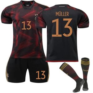 Goodies Tyskland 2022-2023 VM udebanetrøje Mller #13 Fodboldtrøje T-shirt shorts sæt Fodbold 3-delt sæt til børn Voksne Kids 26(140-150cm)