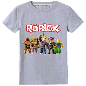 Børn Drenge Roblox Print T-shirt Kortærmet Top Sommer T-shirt med rund hals CNMR Grey 11-12 Years