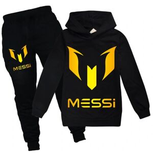 No brand Messi afslappet hættetrøjebukser til børn til drenge og piger hættetrøjebukser sportstøj black 7-8 years old-130cm