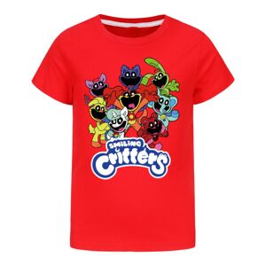 Børn Drenge Piger Smilende Critters CatNap DogDay Animal Print T-shirt Unisex Rød Ed 160 cm