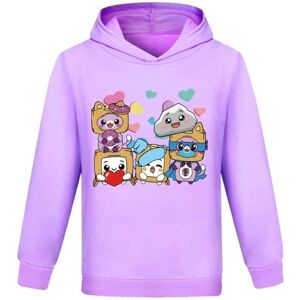 Drenge Piger Pullover 3d Print LANKYBOX Sweatshirt Hættetrøje lilla purple 140 cm