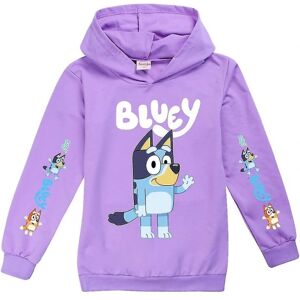 Bingo Bluey tegneserietryk Hættetrøjer Børn Drenge Piger Casual Hættetrøje Sweatshirt Jumper Hættetrøje Toppe Purple 9-10 Years