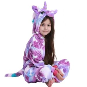 Elsa Flickor Barn Unicorn 1onesie Kostym Pyjamas Fleece Jumpsuit Mjuk nattkläder Pyjamas Pjs 4-7 år A