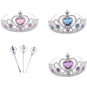 Dress Up Tiara Crown Sæt Prinsesse kostume Festtilbehør til børn/piger/toddler (blå + pink + lilla)