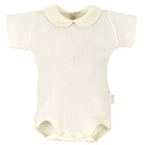 Cambrass Unisex Baby Short Sleeve Bodysuit with Collar 6 Months Beige