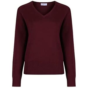 Trutex Limited Girl's Cotton V Neck Plain Jumper, Maroon, 14 Years (Manufacturer Size: Medium)