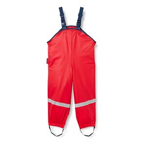 Playshoes Unisex Children's Mud Trousers, Rain Dungarees, Unlined, Windproof and Waterproof Rain Trousers, Rain Gear, red