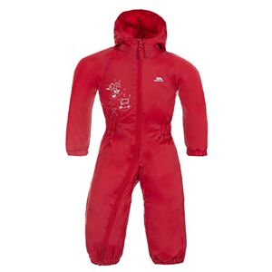 Trespass Unisex Kinder DRIPDROP Wasserdichter Regenanzug Mit Kapuze, Rot (Signal red), 3/4 Jahre