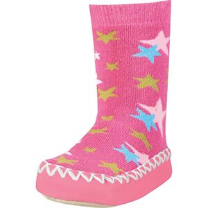 Playshoes Girls' Hüttenschuh Sterne Socks, Pink, 1-2 (Size:19-22/1-2 Years)