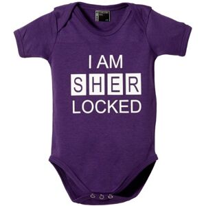 Touchlines Baby Girls Baby Body I AM SHER LOCKED Onesie, Purple (Violet), 9-12 Months (Manufacturer size: 80)