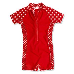Playshoes unisex kids shirt / T-shirt, dotted UV protection according to Standard 801 and Oeko-Tex Standard 100 bathing suit in red with white dots 461031, size. 110/116 red (8 red)