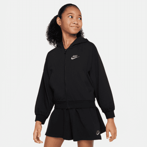 Nike Sportswear-hættetrøje med lynlås til større børn (piger) - sort sort M