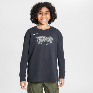 Milwaukee Bucks Essential Nike NBA Max90-T-shirt med lange ærmer til større børn (drenge) - sort sort S