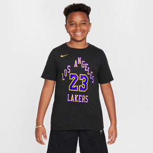 LeBron James Los Angeles Lakers City Edition Nike NBA-T-shirt til større børn (drenge) - sort sort S