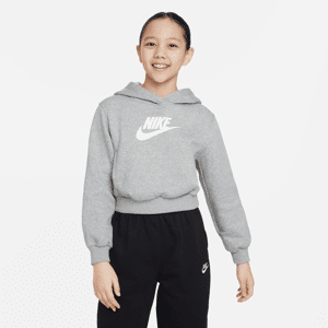Kort Nike Sportswear Club Fleece-hættetrøje til større børn (piger) - grå grå XL