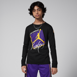 Langærmet Los Angeles Lakers Courtside Statement Edition Jordan Max90 NBA-T-shirt til større børn (drenge) - sort sort XL