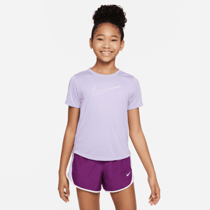 Nike One Dri-FIT-træningsoverdel med korte ærmer til større børn (piger) - lilla lilla XL