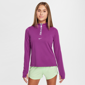 Nike Pro Dri-FIT-top med lange ærmer og 1/2-lynlås til piger - lilla lilla M