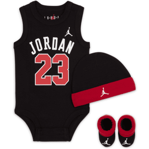 Jordan Jumpman-sæt med body, hue og booties til babyer - sort sort 0-6M