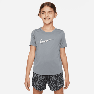 Kortærmet Nike One-træningsoverdel til større børn (piger) - grå grå XS