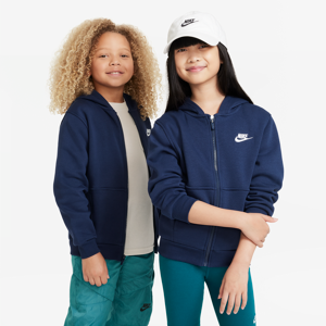 Nike Sportswear Club Fleece-hættetrøje med fuld lynlås til større børn - blå blå S