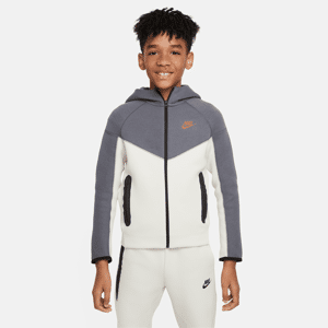 Nike Sportswear Tech Fleece-hættetrøje med lynlås til større børn (drenge) - grå grå XL