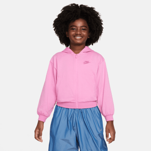 Nike Sportswear-hættetrøje med lynlås til større børn (piger) - rød rød M