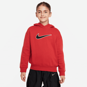 Oversized Nike Sportswear-pullover-hættetrøje i fleece til større børn (piger) - rød rød M