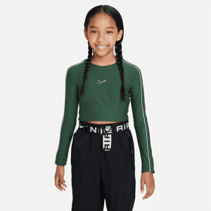 Langærmet Nike Sportswear-croptop til større børn (piger) - grøn grøn XL