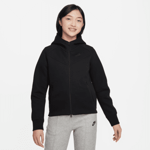 Nike Sportswear Tech Fleece-hættetrøje med lynlås til større børn (piger) - sort sort M
