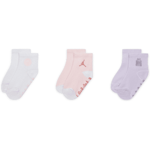 Jordan Icon Patches-strømper med greb til babyer (0-9 M) (3 par) - Pink Pink 6-12M