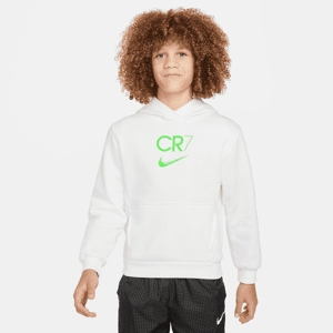 Nike CR7-Club Fleece-fodboldhættetrøje til større børn - hvid hvid XL