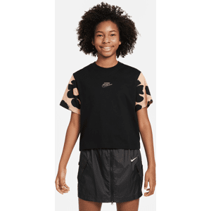 Nike Sportswear-T-shirt med firkantet pasform til større børn (piger) - sort sort L