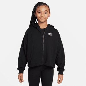 Nike Air-hættetrøje i french terry med lynlås i fuld længde til piger - sort sort M