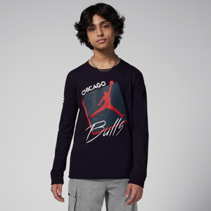 Langærmet Chicago Bulls Courtside Statement Edition Jordan Max90 NBA-T-shirt til større børn (drenge) - sort sort L