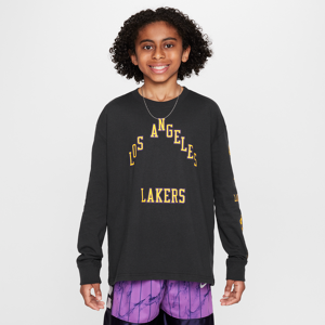 Los Angeles Lakers 2023/24 City Edition Nike NBA Max90-T-shirt med lange ærmer til større børn (drenge) - sort sort M