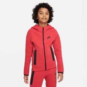 Nike Sportswear Tech Fleece-hættetrøje med lynlås til større børn (drenge) - rød rød L