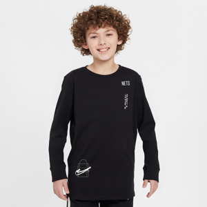 Langærmet Brooklyn Nets Courtside Max90 Nike NBA-T-Shirt til større børn (drenge) - sort sort S