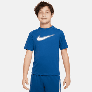 Nike Multi-Dri-FIT-træningsoverdel med grafik til større børn (drenge) - blå blå XL