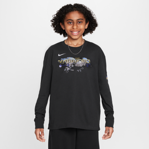 Golden State Warriors Essential Nike NBA Max90 -T-shirt med lange ærmer til større børn (drenge) - sort sort S