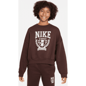 Oversized Nike Sportswear-sweatshirt i fleece med rund hals til større børn (piger) - brun brun XS