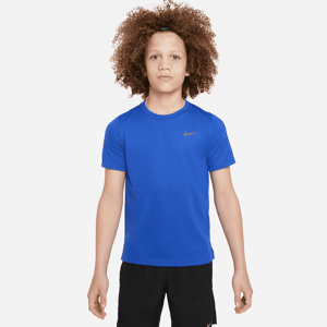 Nike Dri-FIT Miller-træningsoverdel med korte ærmer til større børn (drenge) - blå blå XL