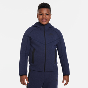 Nike Sportswear Tech Fleece-hættetrøje med lynlås i fuld længde (udvidet størrelse) til større børn (drenge) - blå blå S+