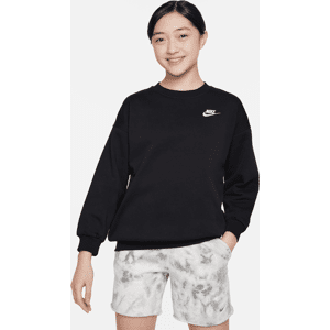 Overdimensioneret Nike Sportswear Club Fleece-sweatshirt til større børn (piger) - sort sort S