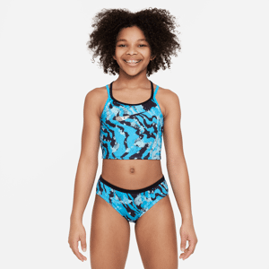 Nike-midkinisvømmesæt med T-krydsryg til større børn (piger) - blå blå XS