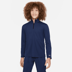 Langærmet Nike Multi Dri-FIT UV-top med 1/2-lynlås til større børn (drenge) - blå blå XL