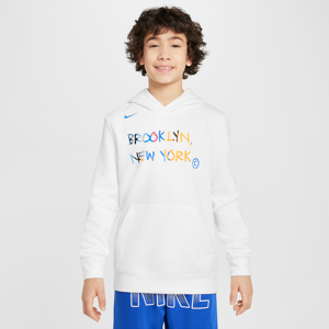 Brooklyn Nets City Edition Nike NBA Pullover-hættetrøje i fleece til større børn - hvid hvid M