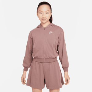 Nike Sportswear-hættetrøje med lynlås til større børn (piger) - lilla lilla S